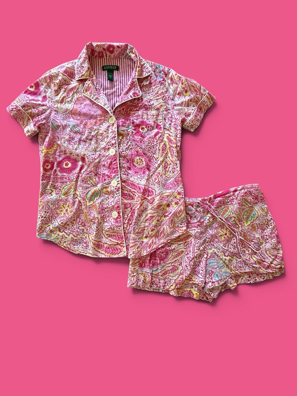 LRL Pajama Short Set Size Small - Pink Print